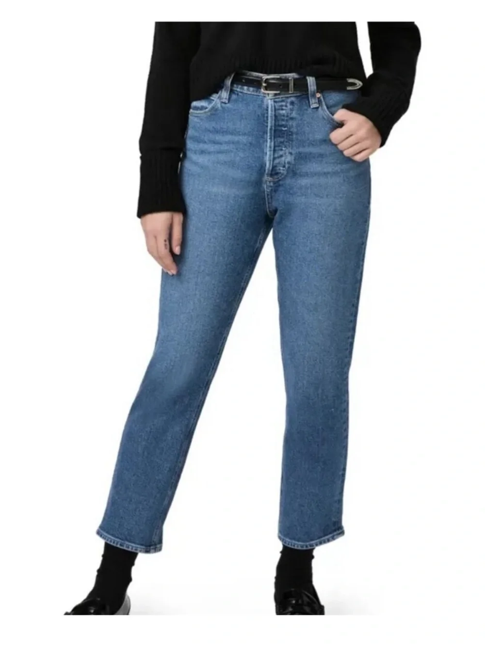 PAIGE Billy High Waist Crop Straight Jeans Moonchild Wash NWT Size 31